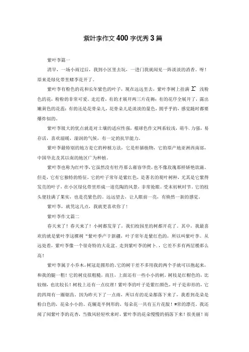 紫叶李作文400字优秀3篇