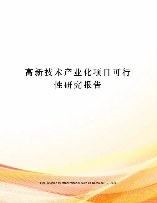 高新技术产业化项目可行性研究报告