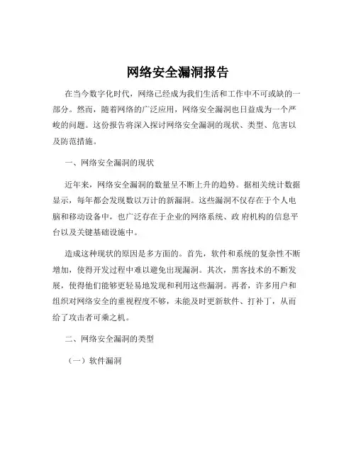 网络安全漏洞报告