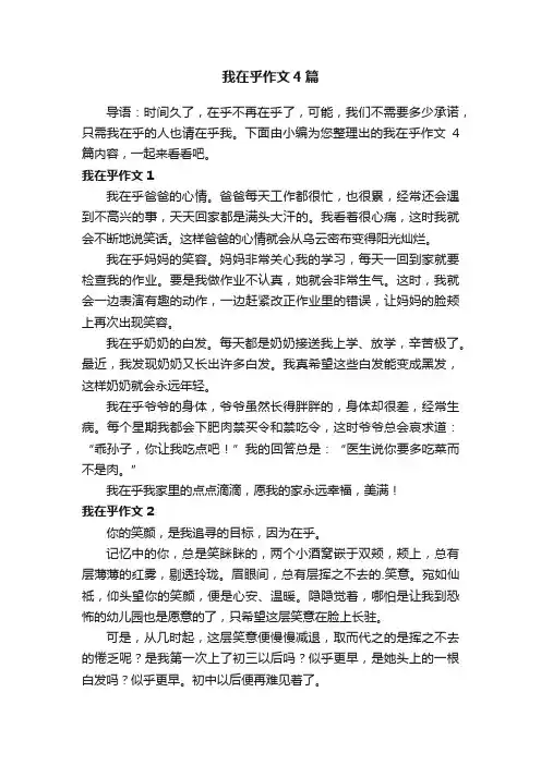 我在乎作文4篇