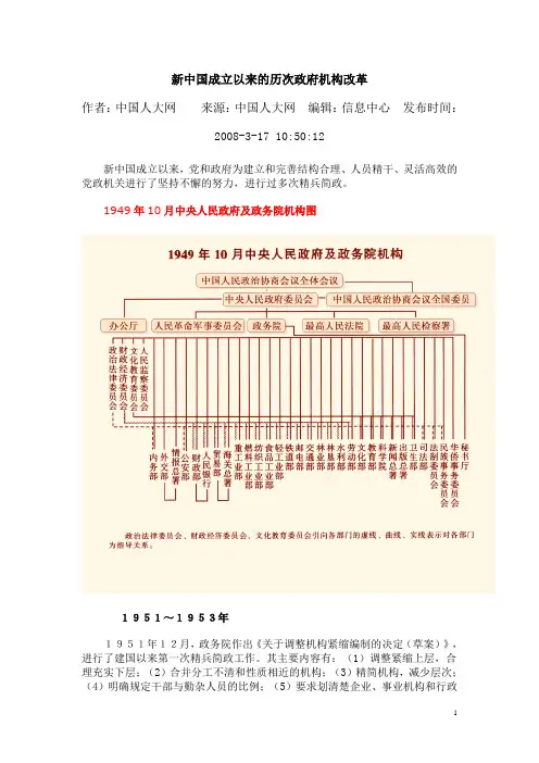 新中国成立以来的历次政府机构改革(全)