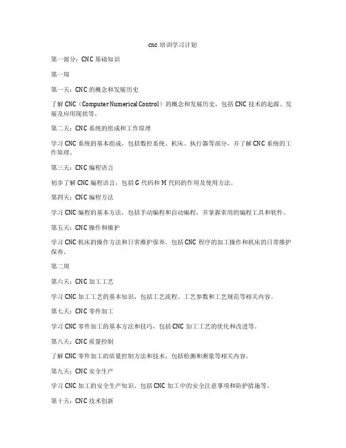 cnc培训学习计划
