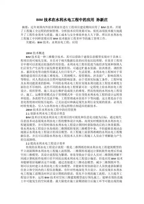 BIM技术在水利水电工程中的应用  孙新庄