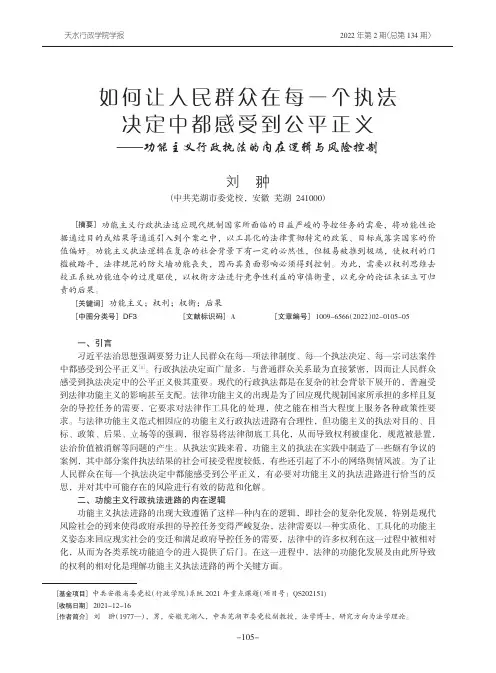 如何让人民群众在每一个执法决定中都感受到公平正义——功能主义行政执法的内在逻辑与风险控制