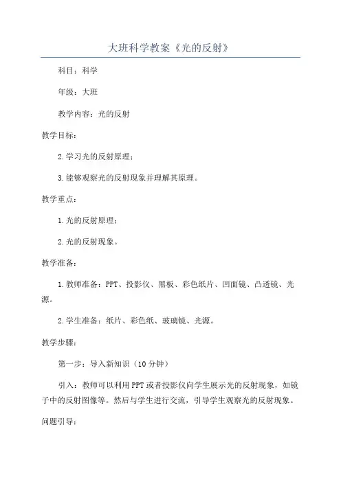 大班科学教案《光的反射》