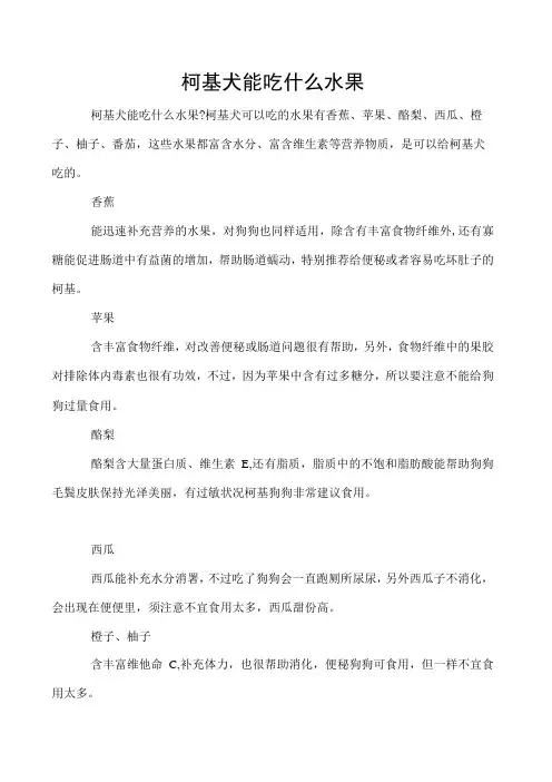 柯基犬能吃什么水果