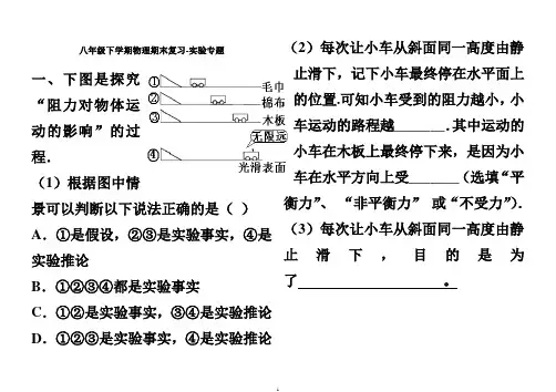 新人教版八年级下学期物理期末复习-实验专题