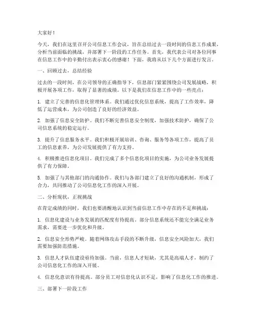 公司信息工作会议发言稿