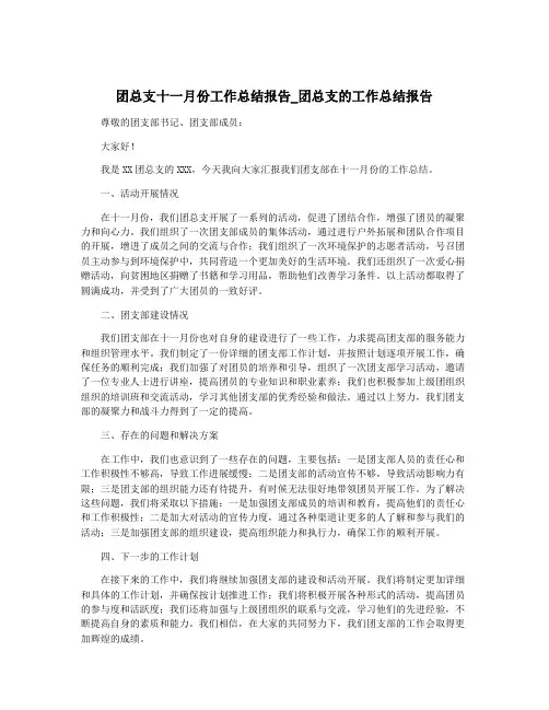 团总支十一月份工作总结报告_团总支的工作总结报告