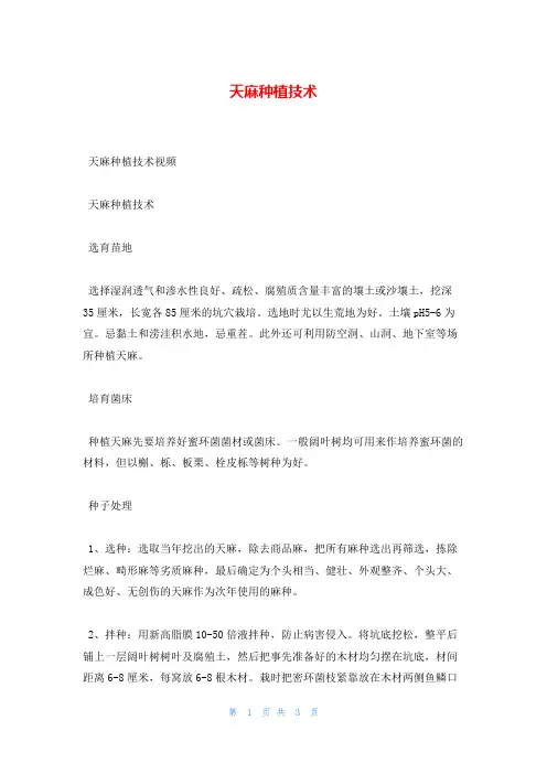天麻种植技术