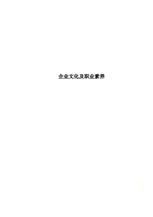 企业文化及职业素养
