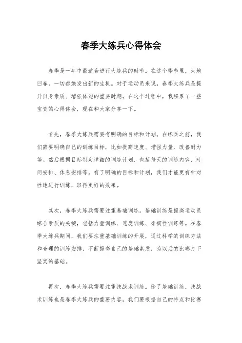 春季大练兵心得体会