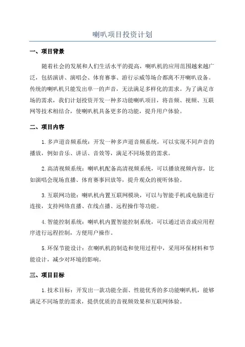 喇叭项目投资计划
