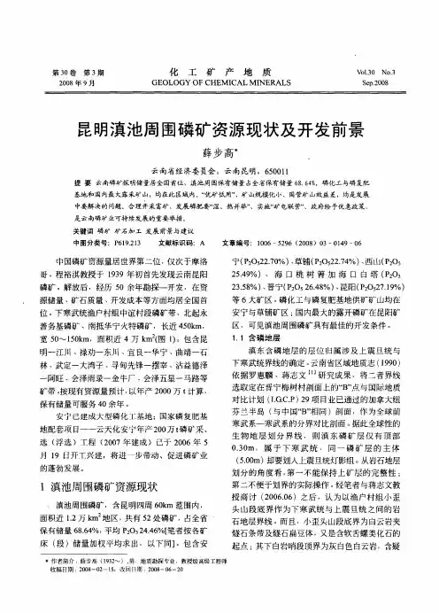昆明滇池周围磷矿资源现状及开发前景