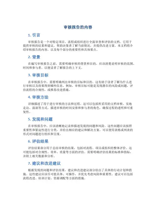 审核报告的内容