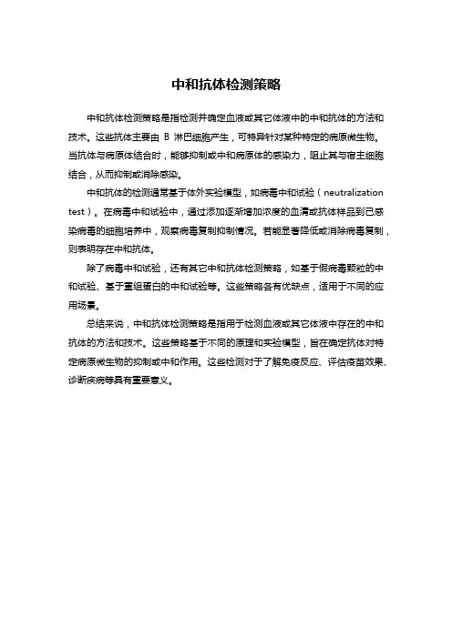 中和抗体检测策略
