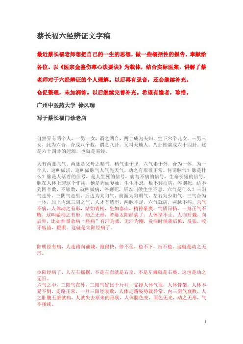 蔡长福六经辨证文字稿