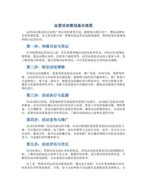 运营活动策划基本流程