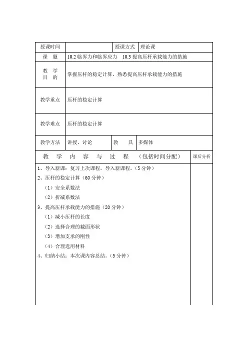 提高压杆承载能力的措施