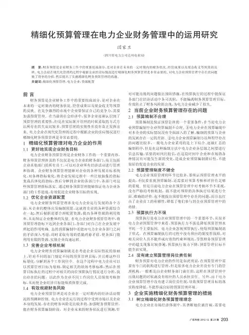 精细化预算管理在电力企业财务管理中的运用