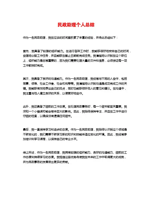 民政助理个人总结