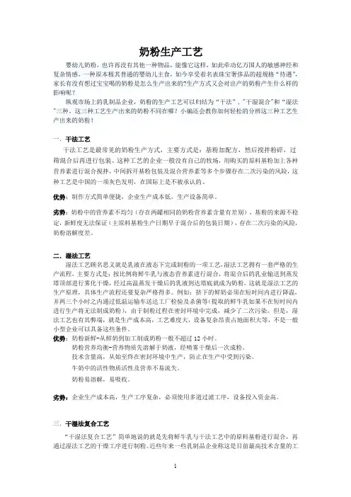 奶粉生产工艺