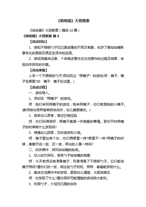 《哈哈镜》大班教案