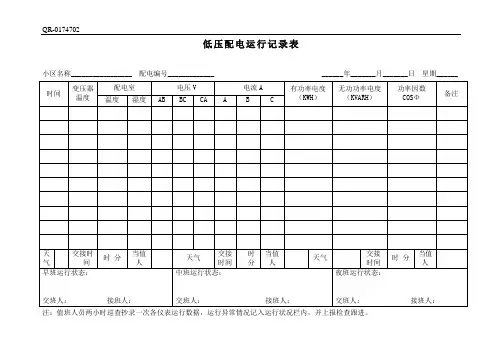 QR-0174702 低压配电运行记录表.doc