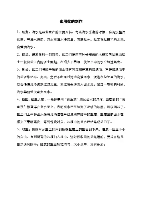 食用盐的制作
