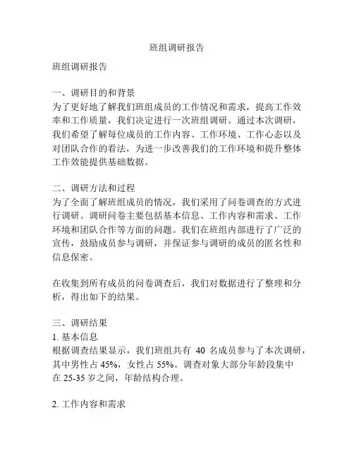班组调研报告