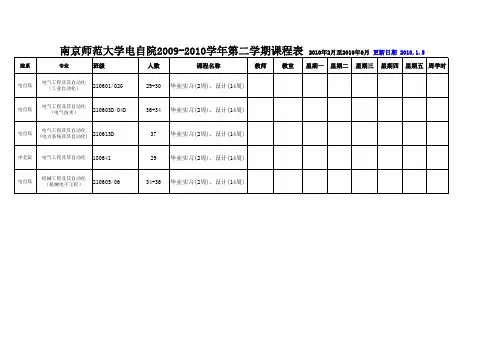 南京师范大学电自院2009-2010学年第二学期课程表