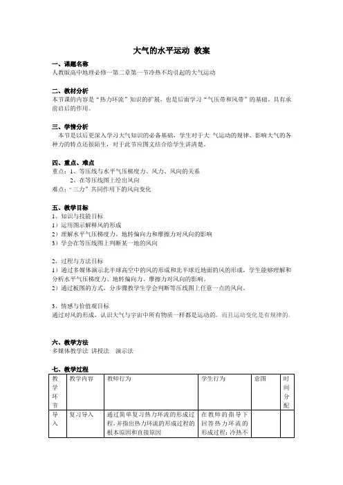 大气的水平运动