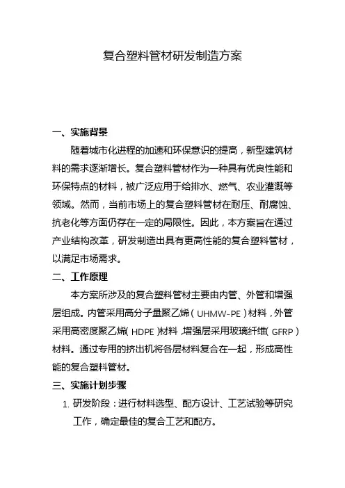 复合塑料管材研发制造方案(一)