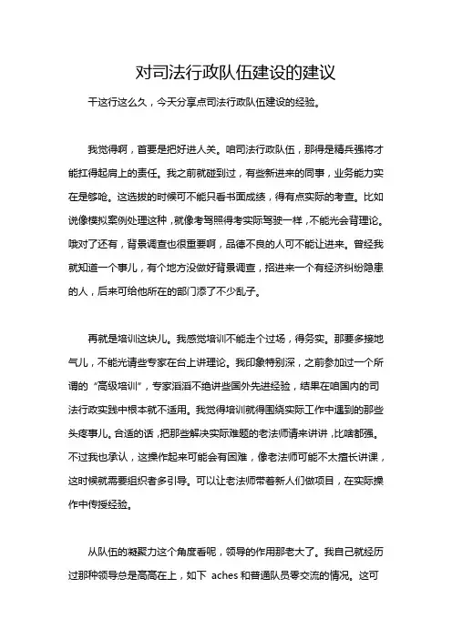 对司法行政队伍建设的建议