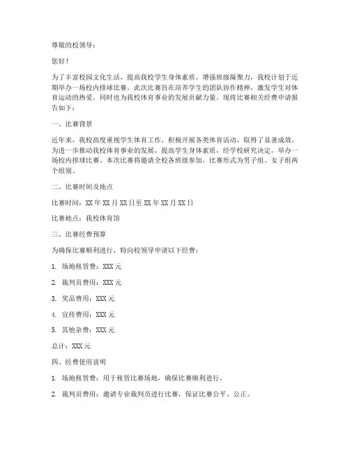 排球经费申请报告