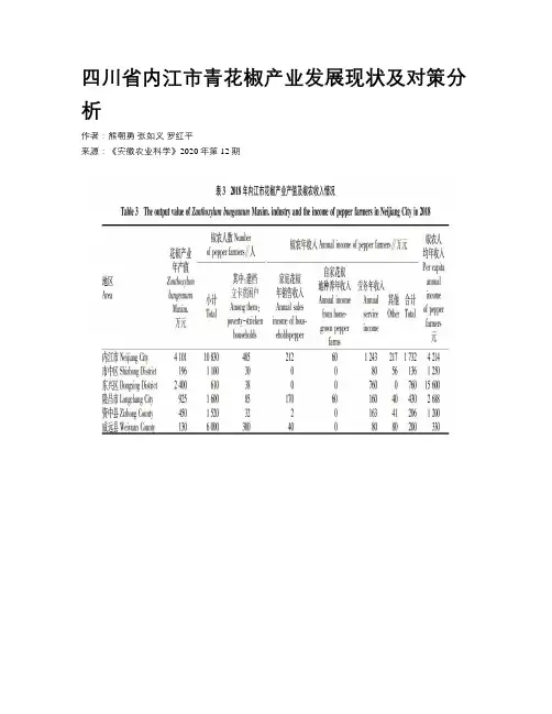 四川省内江市青花椒产业发展现状及对策分析