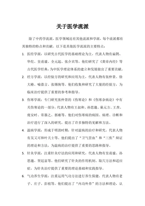 关于医学流派