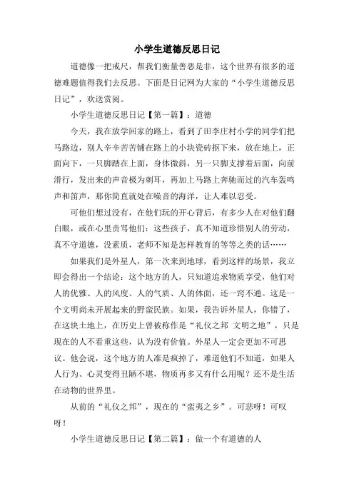 小学生道德反思日记