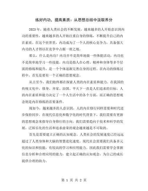 练好内功,提高素质：从思想总结中汲取养分