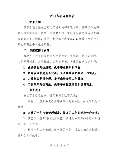 百日专项自查报告
