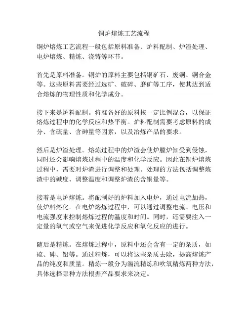 铜炉熔炼工艺流程
