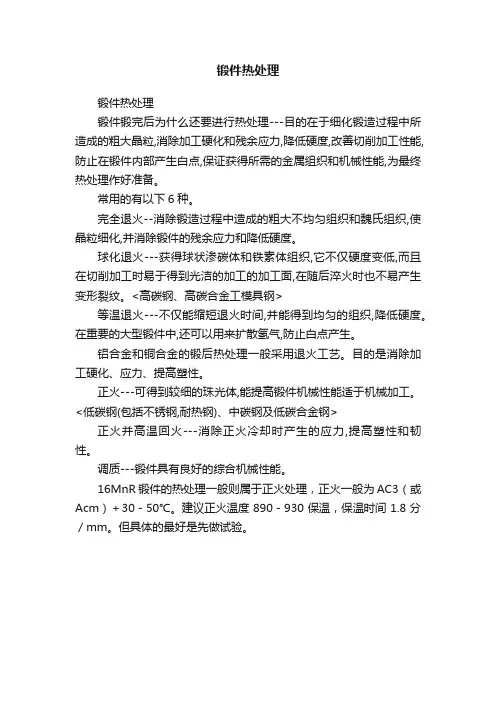 锻件热处理
