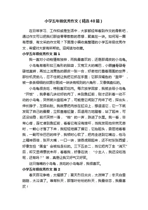 小学五年级优秀作文（精选40篇）