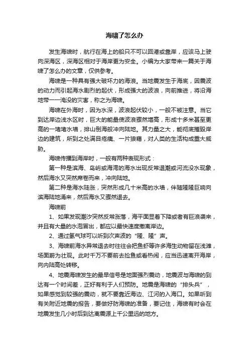 海啸了怎么办