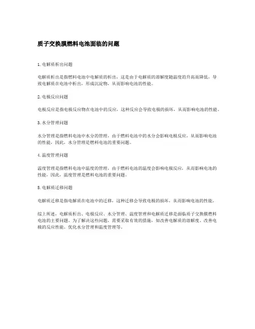 质子交换膜燃料电池面临的问题