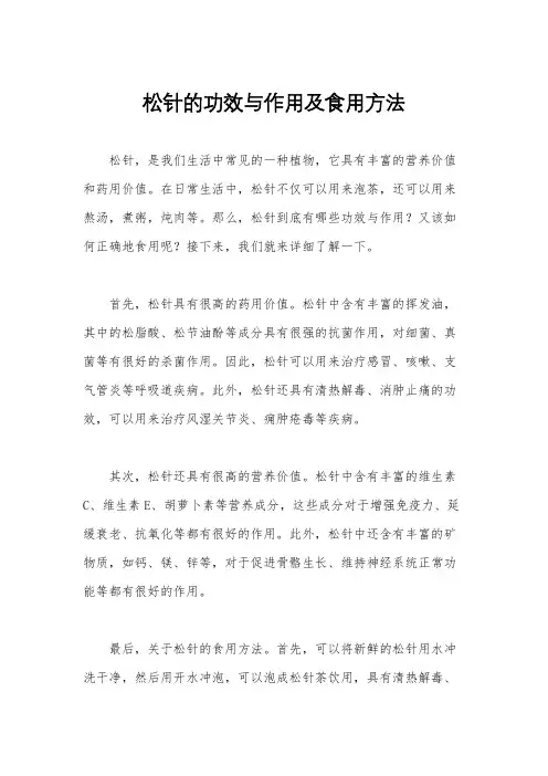 松针的功效与作用及食用方法