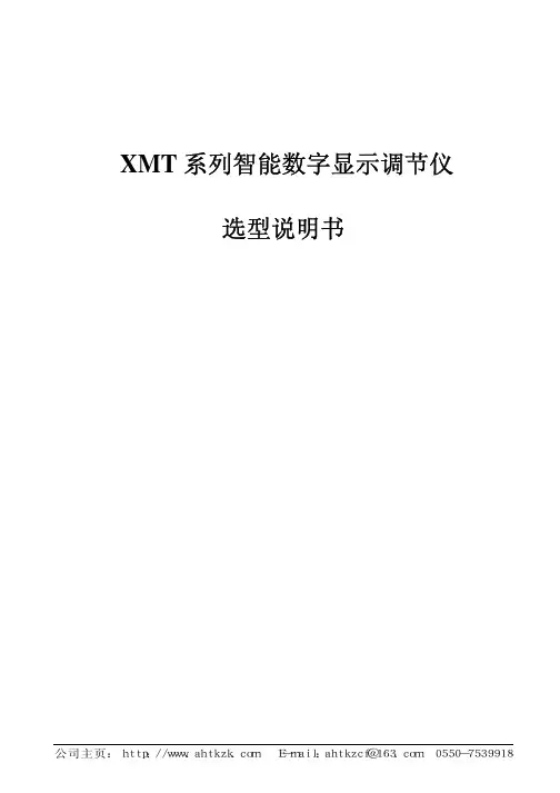 XMT 系列智能数字显示调节仪 选型说明书