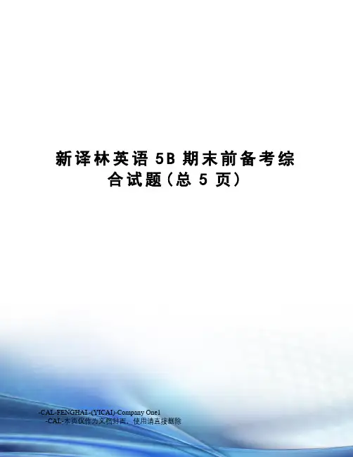 新译林英语5B期末前备考综合试题