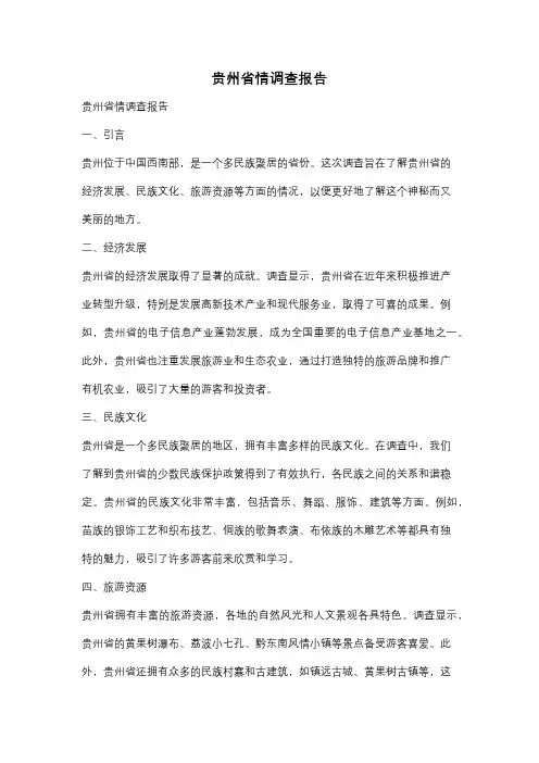 贵州省情调查报告
