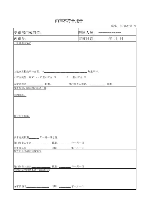 20内审不符合报告